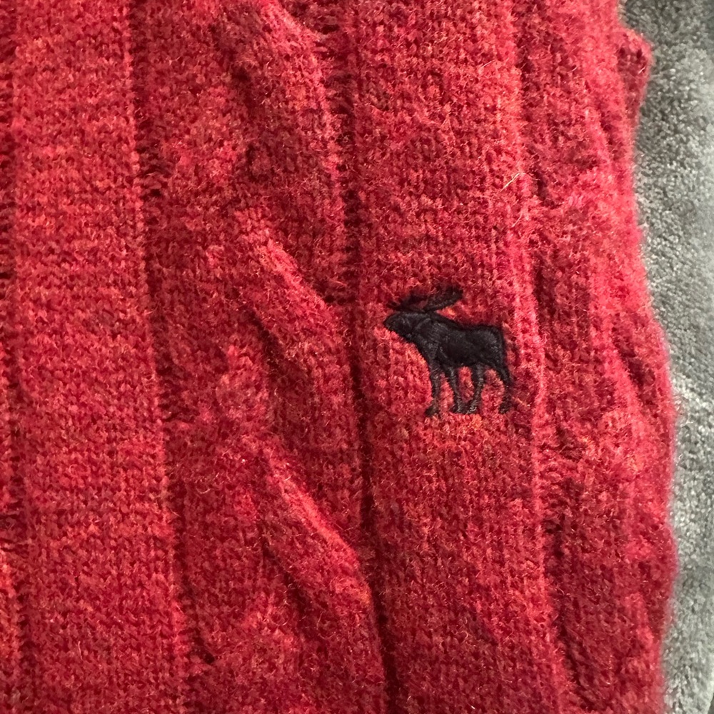 Men Abercrombie & Fitch Maroon Cable Knit Sweater